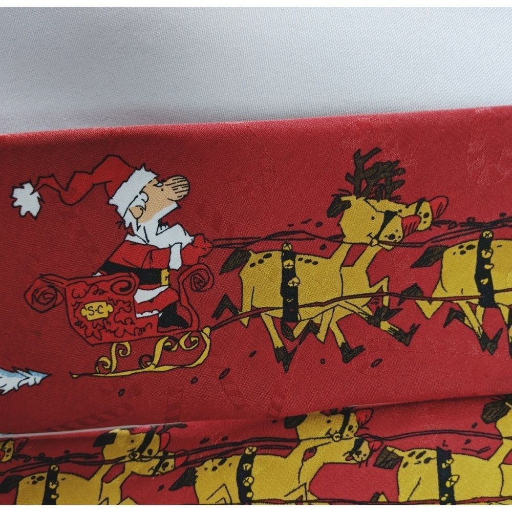 Angry Santa Claus Sleigh & Reindeer Hallmark Tie